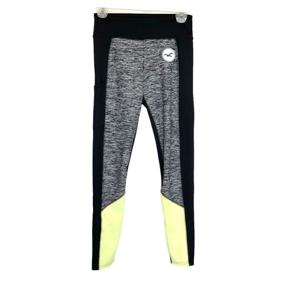 Hollister Womens Leggings Sz Small Crop Mid Rise Logo Black Activewear Workout - Picture 1 of 13